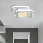 Модерен LED полилей с 2 пръстена, 27 x 27 x 8H см – Креативен и елегантен дизайн за балкон, коридор и офис