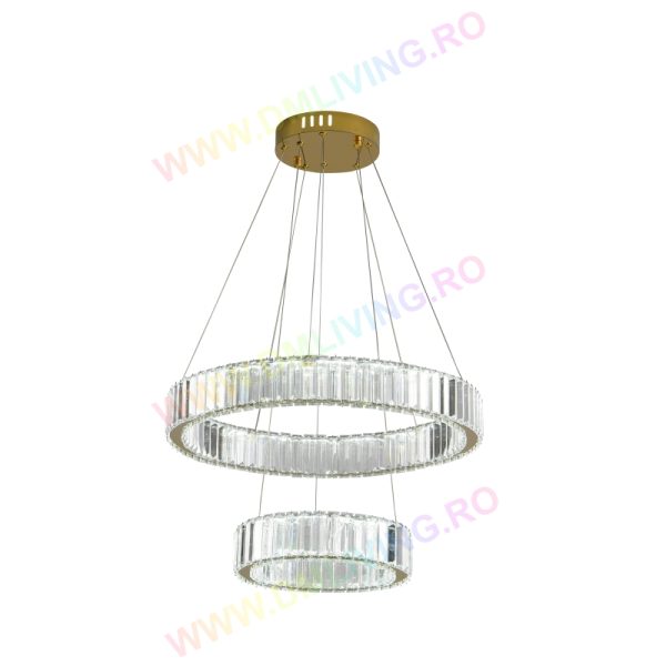 Луксозен елегантен LED полилей, дизайн с кристали, DM 7106-550GD – Модерно и изискано осветление за луксозни стаи