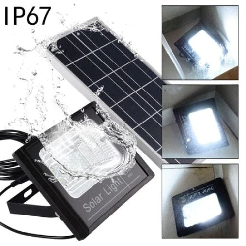 LED соларен прожектор 200W с дистанционно управление – модерен дизайн и водоустойчивост IP67, идеален за осветление на големи външни пространства