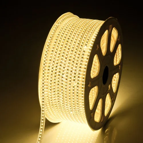 Водоустойчива LED лента 220V 5050, 60 LED/м, 6W – Издръжливо външно осветление в топло бяло, студено бяло, червено и синьо