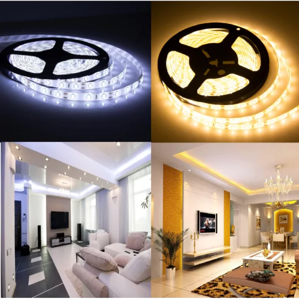 LED лента 5050, 60 LED/м, 12W – Многофункционално и издръжливо осветление, Цвят Топло Бяло, Студено Бяло