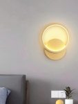 Елегантен LED полилей, кръгъл наслагващ се дизайн, златист – регулируем цвят за стилно и ефективно осветление