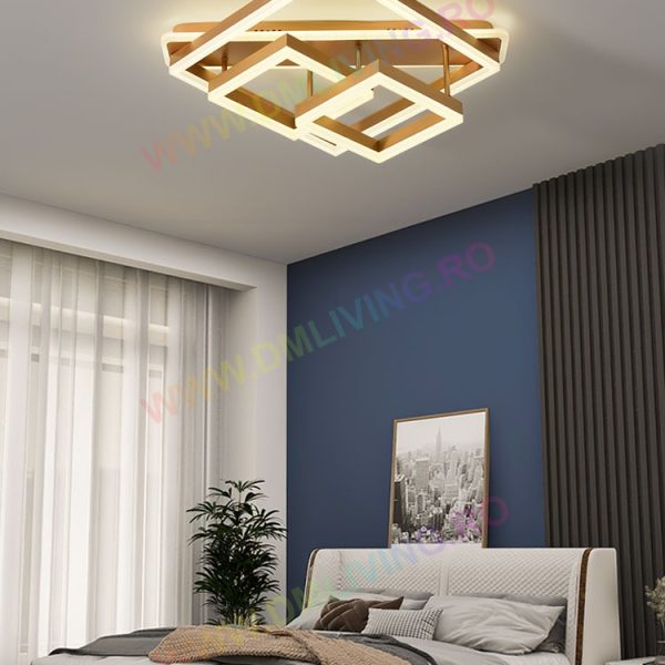 Луксозен LED csillár, Модерен Геометричен Дизайн DM 1701 / GD – Перфектен за Елегантни Всекидневни и Трапезарии