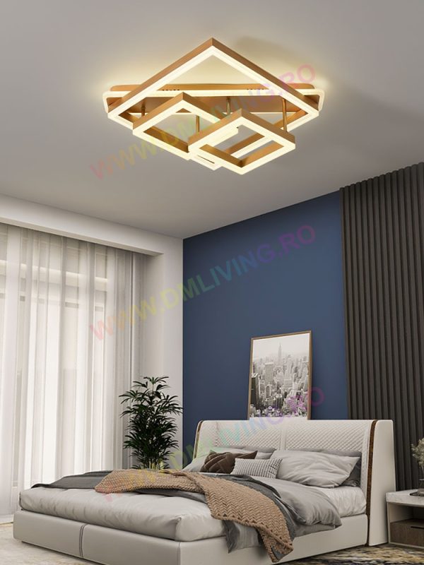 Луксозен LED csillár, Модерен Геометричен Дизайн DM 1701 / GD – Перфектен за Елегантни Всекидневни и Трапезарии