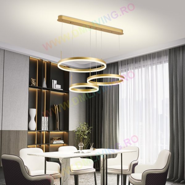 Луксозен висящ LED csillár, модерен дизайн DM 1795-GD златист – Перфектен за съвременни всекидневни и трапезарии