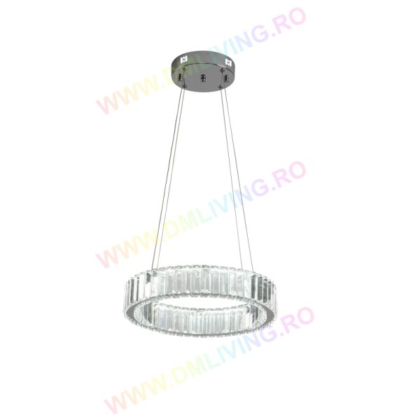 Луксозен LED полилей, кръгъл дизайн с кристали DM 7102-400CH сребрист – Перфектен за съвременни всекидневни и трапезарии