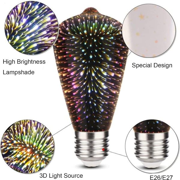 3D декоративна LED крушка FSL 4W – Перфектна за всекидневни, офиси и съвременни пространства