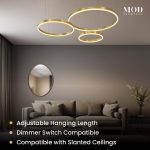 Луксозен висящ LED csillár, модерен дизайн DM 1795-GD златист – Перфектен за съвременни всекидневни и трапезарии