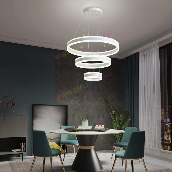 LED полилей, Модерен Кръгъл Дизайн, 1768/600-WH, Бял – Регулируемо и Естетично Осветление за Всекидневни
