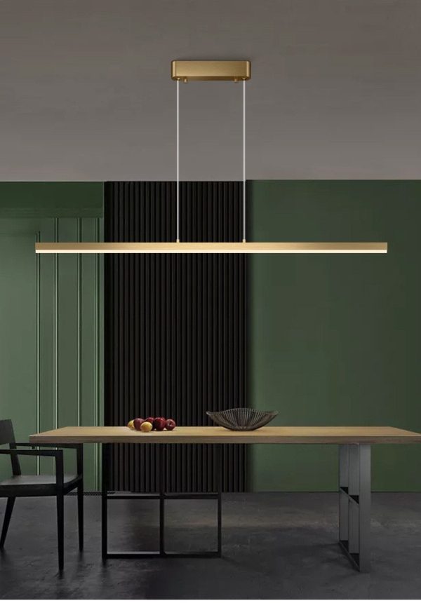 LED осветително тяло пендел 100см DM Slim Gold с дистанционно управление димируемо – регулируемо и елегантно осветление за интериори