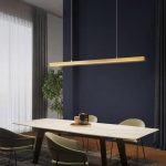 LED осветително тяло пендел 100см DM Slim Gold с дистанционно управление димируемо – регулируемо и елегантно осветление за интериори