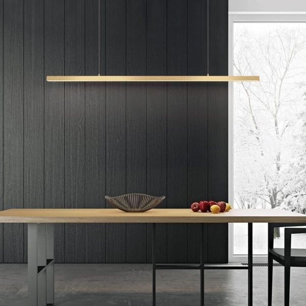 LED осветително тяло пендел 100см DM Slim Gold с дистанционно управление димируемо – регулируемо и елегантно осветление за интериори