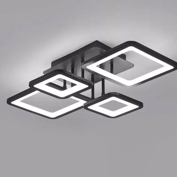 LED полилей, геометричен дизайн с дифузно осветление, DM K002-4, черен – елегантно осветление за вътрешни пространства