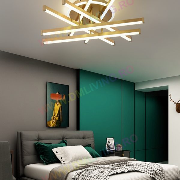 LED полилей, регулируема интензивност и 6 източника на светлина, златист DM 306/6 – Премиум осветление за съвременни пространства