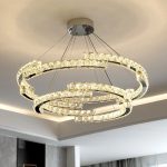 Луксозен LED csillár, Двоен Дизайн с Кристали и Мощно Осветление, 198W DM 5960/500-BK, Хром – Премиум Осветление за Модерни Стаи