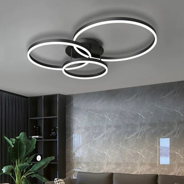 LED полилей, кръгъл дизайн с ефективно осветление, черен DM 1709-B – Премиум осветление за съвременни пространства