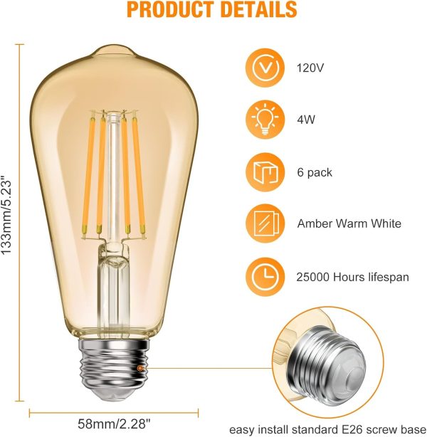 LED крушка Filament Clasic ST64 E27 6.5W 2200K Златист – Ретро дизайн и висококачествена светлина за изискани пространства