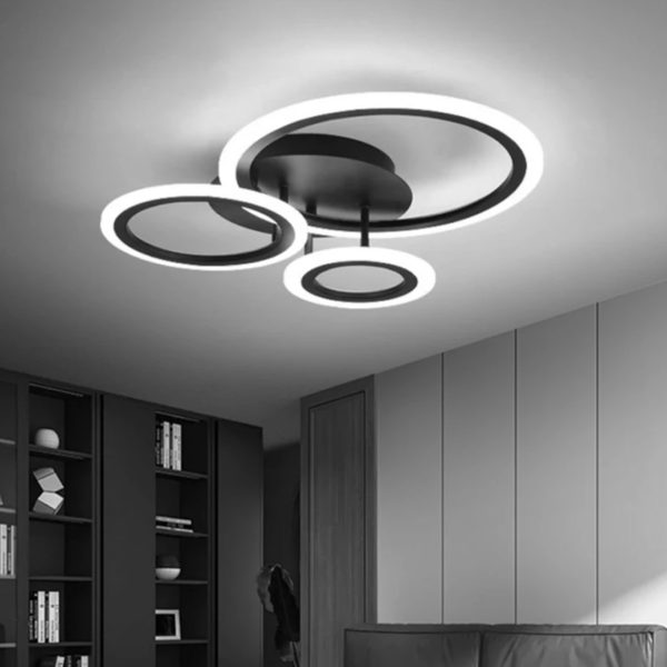 Модерен LED кръгъл полилей Черен DM001-3 – Елегантен дизайн и многофункционалност, идеален за съвременна всекидневна