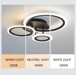 Модерен LED кръгъл полилей Черен DM001-3 – Елегантен дизайн и многофункционалност, идеален за съвременна всекидневна