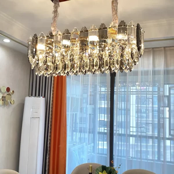 Луксозен златен полилей, DM98191/300x800, с кристали – елегантно осветление за всекидневна