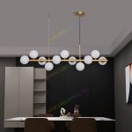 LED сферичен полилей DM 369-11GD Златен с 11 светлинни глобуса – Модерно осветление и премиум дизайн за изискани интериори