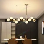 LED сферичен полилей DM 369-11GD Златен с 11 светлинни глобуса – Модерно осветление и премиум дизайн за изискани интериори