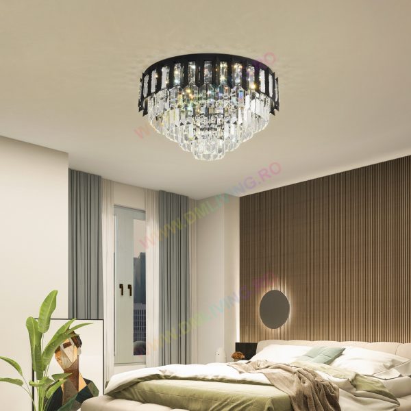 LED полилей DM 8016-480BK с модерен дизайн и кристални детайли – Премиум осветление за изискани интериори