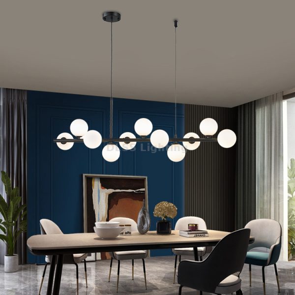 LED сферичен полилей DM 369-11GD Златен с 11 светлинни глобуса – Модерно осветление и премиум дизайн за изискани интериори