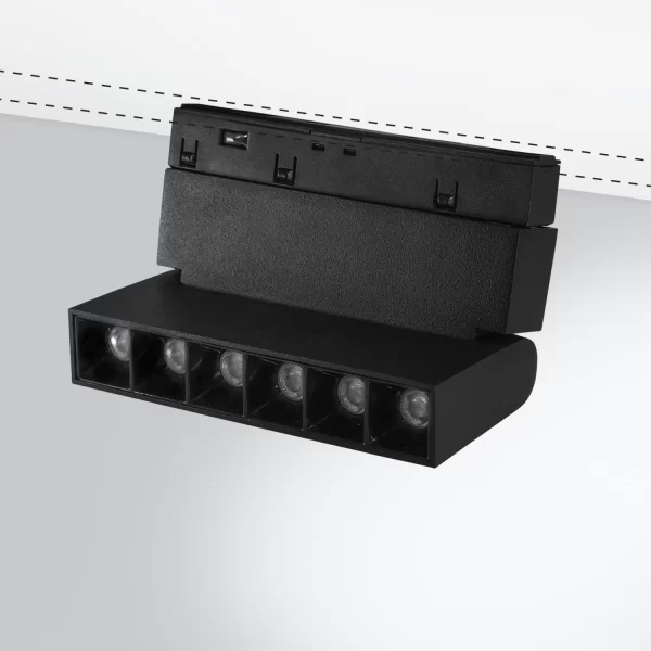 Модерен LED прожектор с магнитна шина 6W Черен – Топла светлина за елегантни пространства