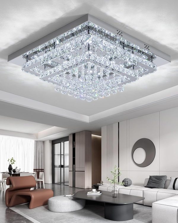 Елегантен LED csillár 50x50см DM 1102-500F с блестящ дизайн и кристали – Луксозно осветление за съвременни пространства