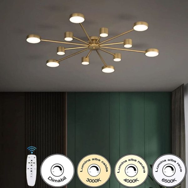 Луксозен модерен LED csillár DM9029-12 Златен – 12 източника на светлина за елегантна атмосфера