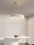 Луксозен LED пендел полилей DM1437WH Бял – Регулируем и многофункционален, идеален за модерни всекидневни и офиси