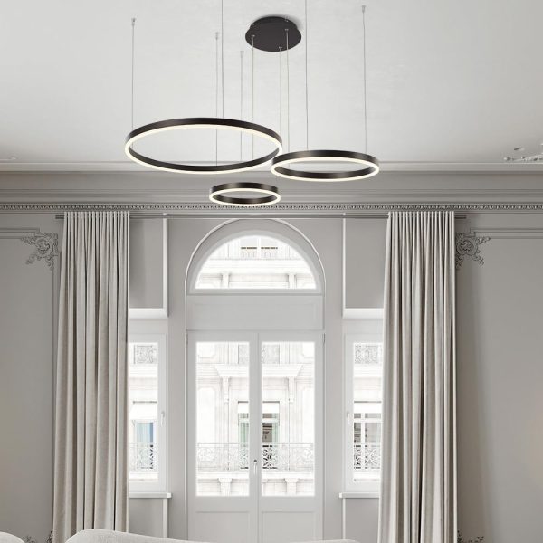Луксозен висящ csillár с LED пръстени DM3651/40+60+80cm кафяв – съвременен дизайн и елегантно осветление, идеален за изискани интериори