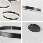 Премиум висящ csillár LED DM3651/30+40+60cm кафяв – LED пръстени и изискано осветление, перфектно за стилни стаи