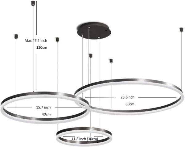 Луксозен висящ csillár с LED пръстени DM3651/40+60+80cm кафяв – съвременен дизайн и елегантно осветление, идеален за изискани интериори