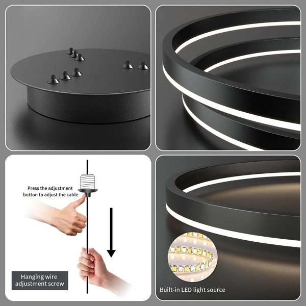 Луксозен висящ csillár с LED пръстени DM3651/40+60+80cm кафяв – съвременен дизайн и елегантно осветление, идеален за изискани интериори