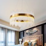 LED висящ csillár с форма на златен пръстен 60x60x70см – Подходящ за просторни и съвременни пространства
