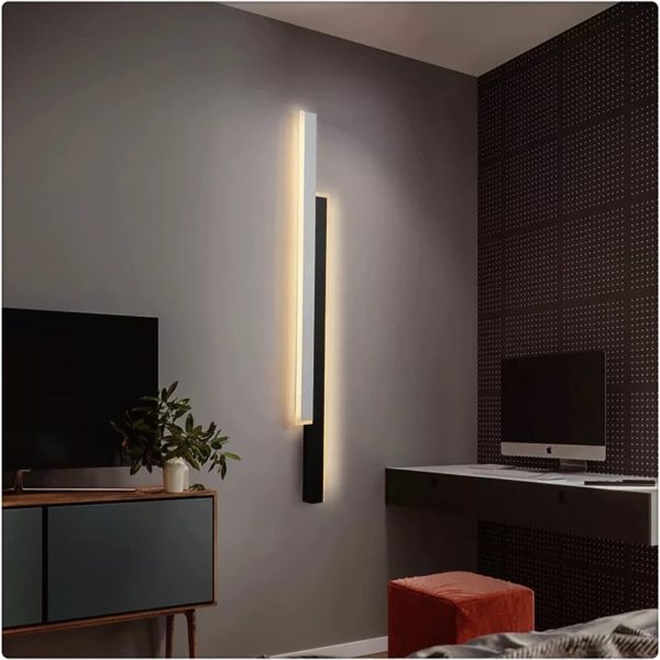 LED аплик Минималистичен Бял/Черен 3929 BK+WH 60CM – Модерен дизайн за осветление в хола и спалните