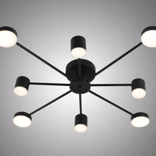 LED полилей Октогонален, Регулиране на интензитета и 8 източника на светлина, DM9029-8, Черен – Идеален за всекидневни и салони