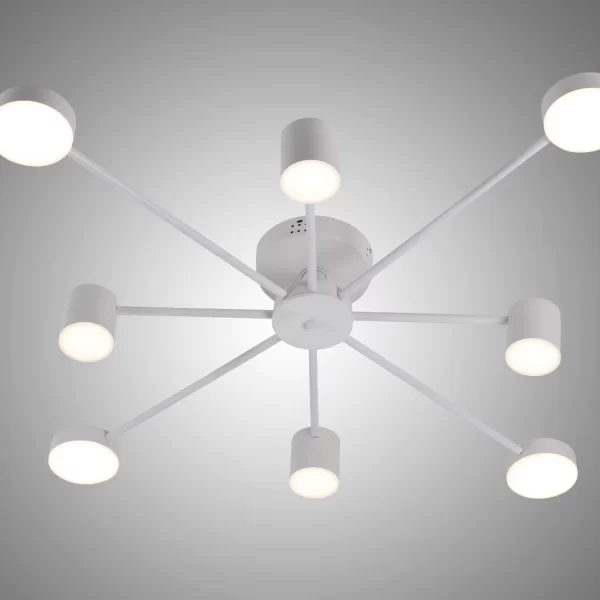 LED осмоъгълен полилей, регулируема интензивност и 8 източника на светлина, DM9029-8, сив – подходящ за елегантни всекидневни и салони