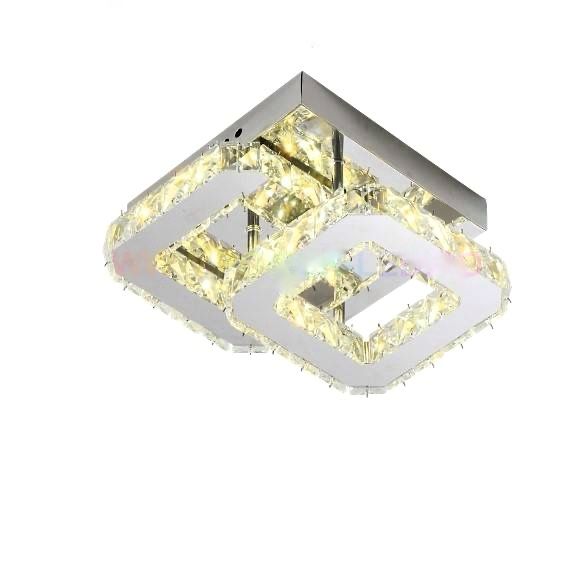 Елегантен LED геометричен плафон с кристали, DM301, сребрист – изискан дизайн за съвременни пространства