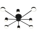 LED полилей Октогонален, Регулиране на интензитета и 8 източника на светлина, DM9029-8, Черен – Идеален за всекидневни и салони