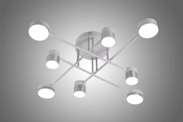 Премиум модерен LED полилей с 8 източника на осветление, DM9031-8, бял/сив – елегантен дизайн за модерни интериори