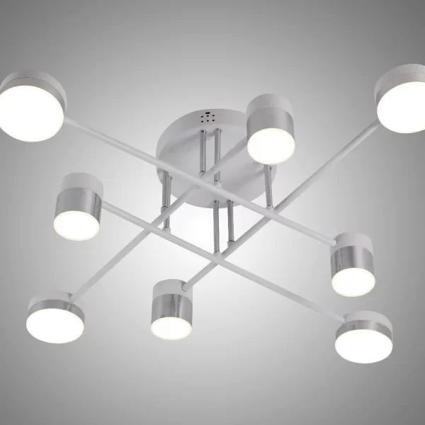 Премиум модерен LED полилей с 8 източника на осветление, DM9031-8, бял/сив – елегантен дизайн за модерни интериори
