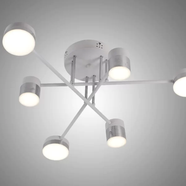 Модерен LED csillár с 6 източника на осветление, DM9031-6, Бял/Сив – Подходящ за луксозни пространства и офиси