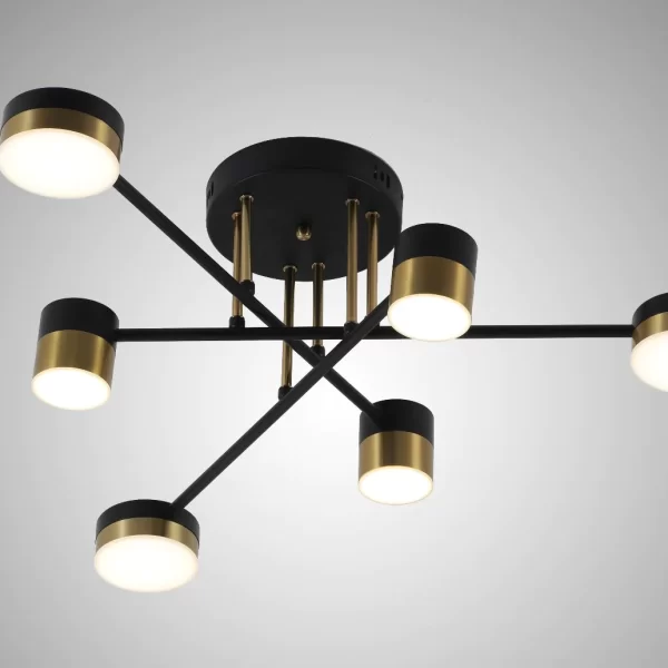 LED полилей DM9031-6, с дистанционно управление, 3 вида светлина, регулируема интензивност, 72W, черно/златно