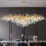 Артистичен полилей, 160x60см, кристали и златна структура, DM Luxury Dining 1600 – Елегантност и изтънченост за луксозни интериори