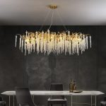Съвременен LED полилей, удължен, с кристални елементи, DM Luxury 1600 – Елегантно осветление и изтънченост за премиум пространства