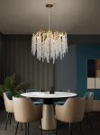 LED полилей, 60см, със златни детайли и кристали, DM Luxury 600 – Луксозен аксесоар за хол, спалня или офис