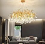 Луксозен полилей, 80см, модерен дизайн, DM Luxury Dining 800, златист – изискан аксесоар за хол, трапезария или офис